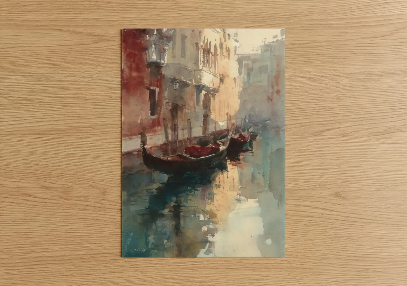 Venetian Canal Gondolas Watercolor Wall Art