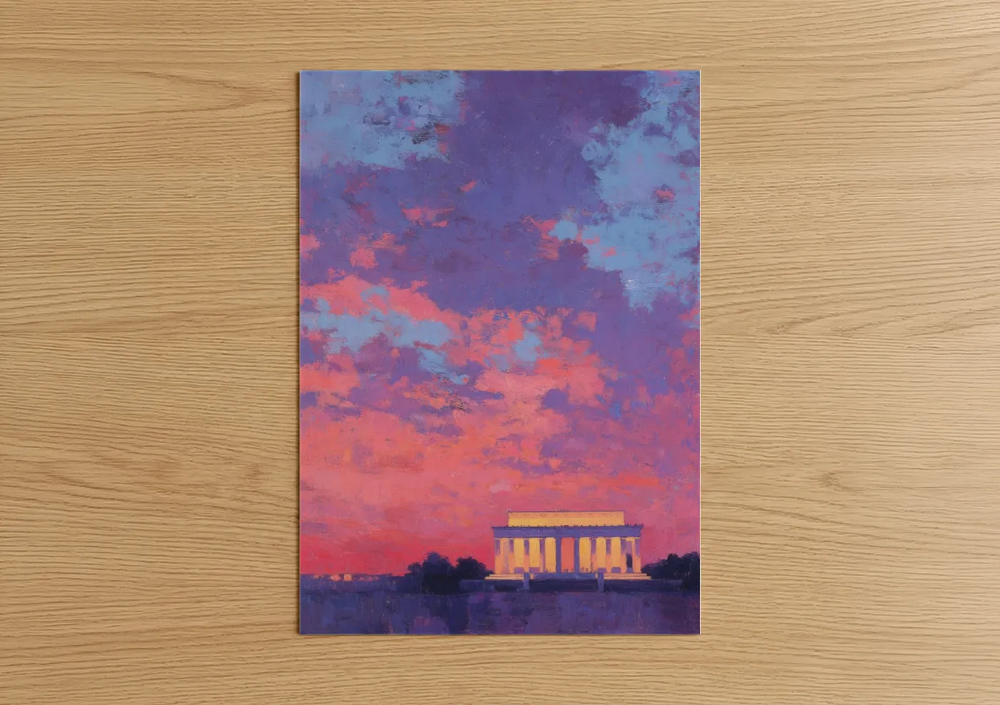 Lincoln Memorial Sunset Painting Wall Art