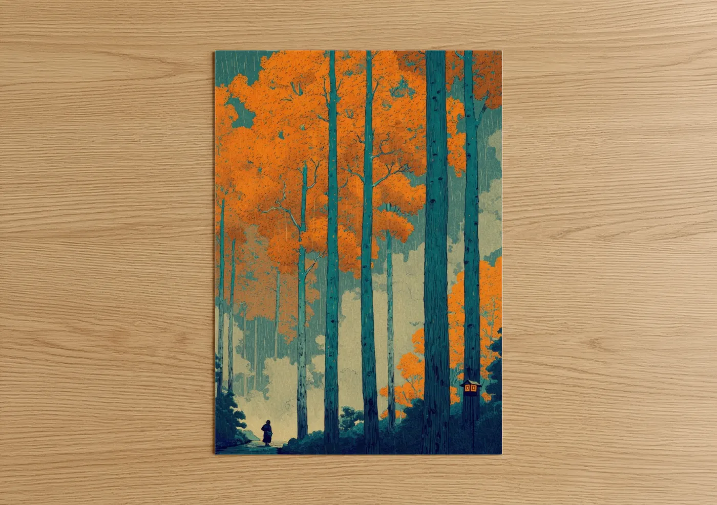 Autumn Forest Solitude Japanese Wall Art