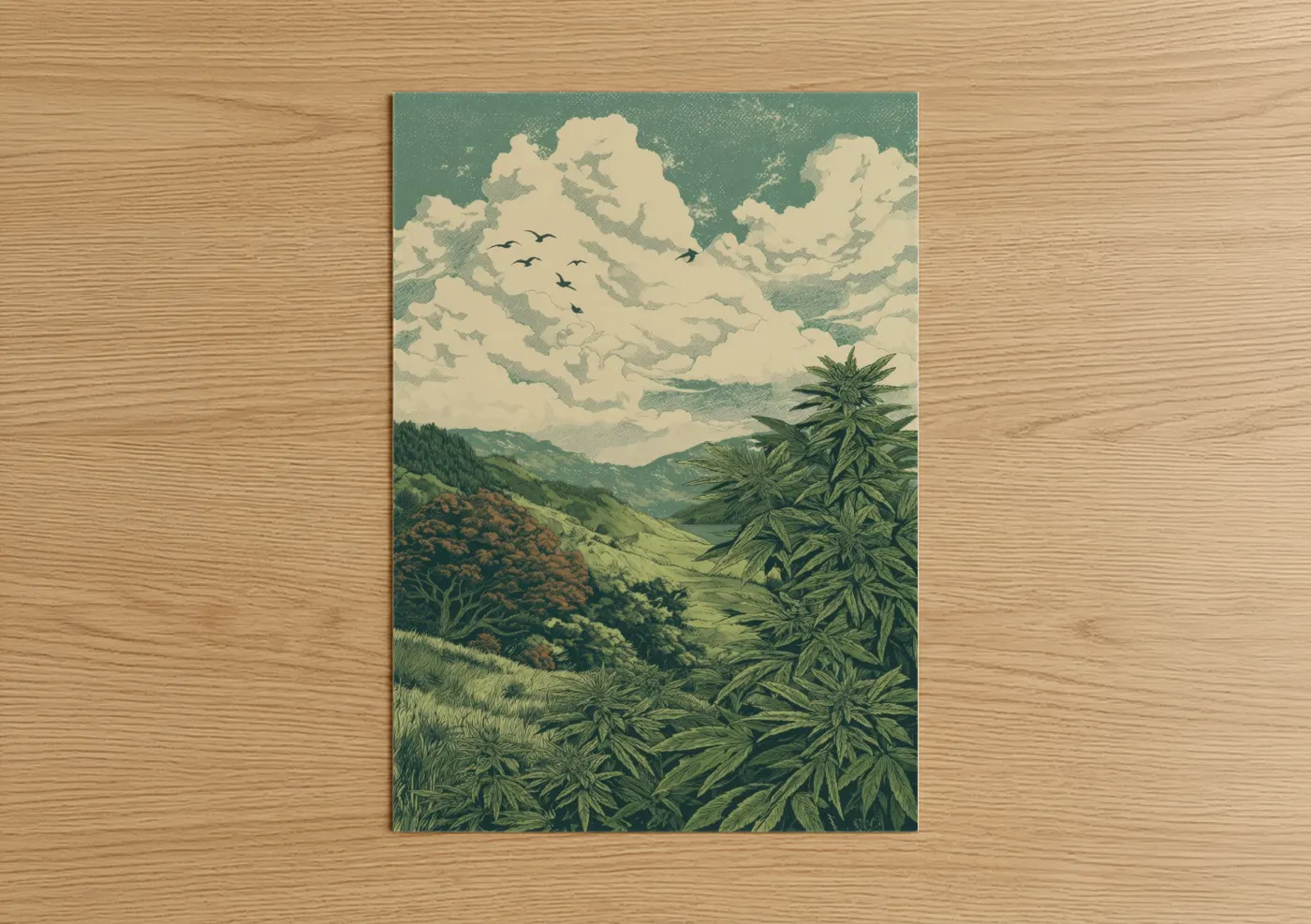 Cannabis Mountain Valley Landscape Wall Art