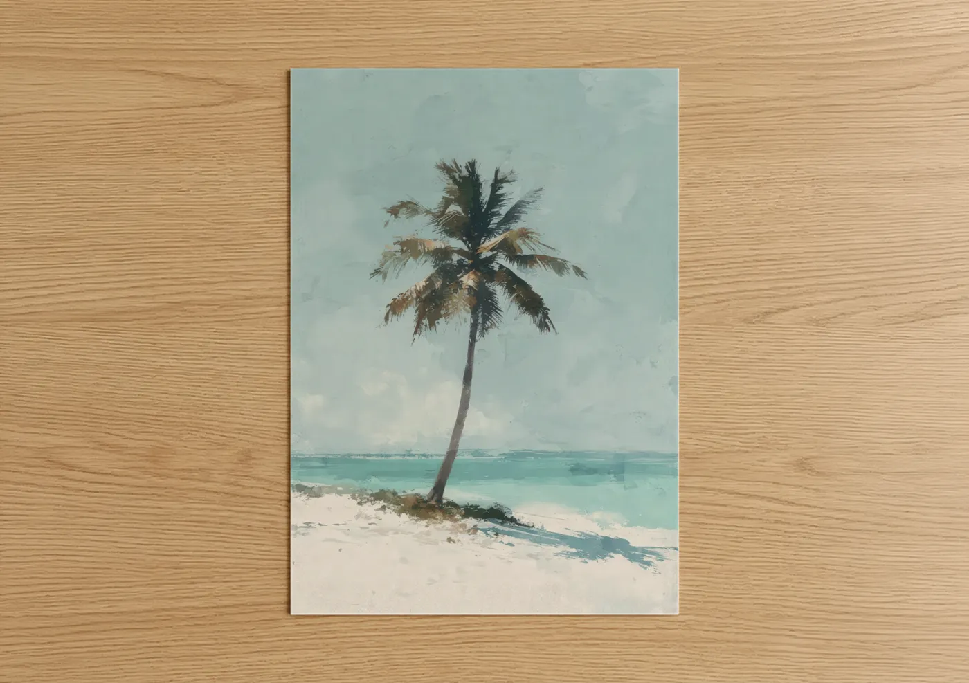 Solitary Palm Tree Tropical Beach Wall Art
