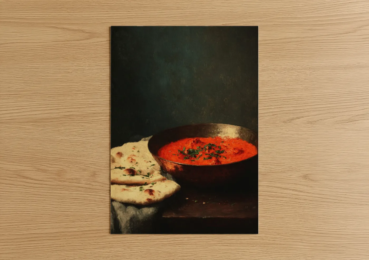 Rustic Curry with Naan Bread Food Art Wall Art