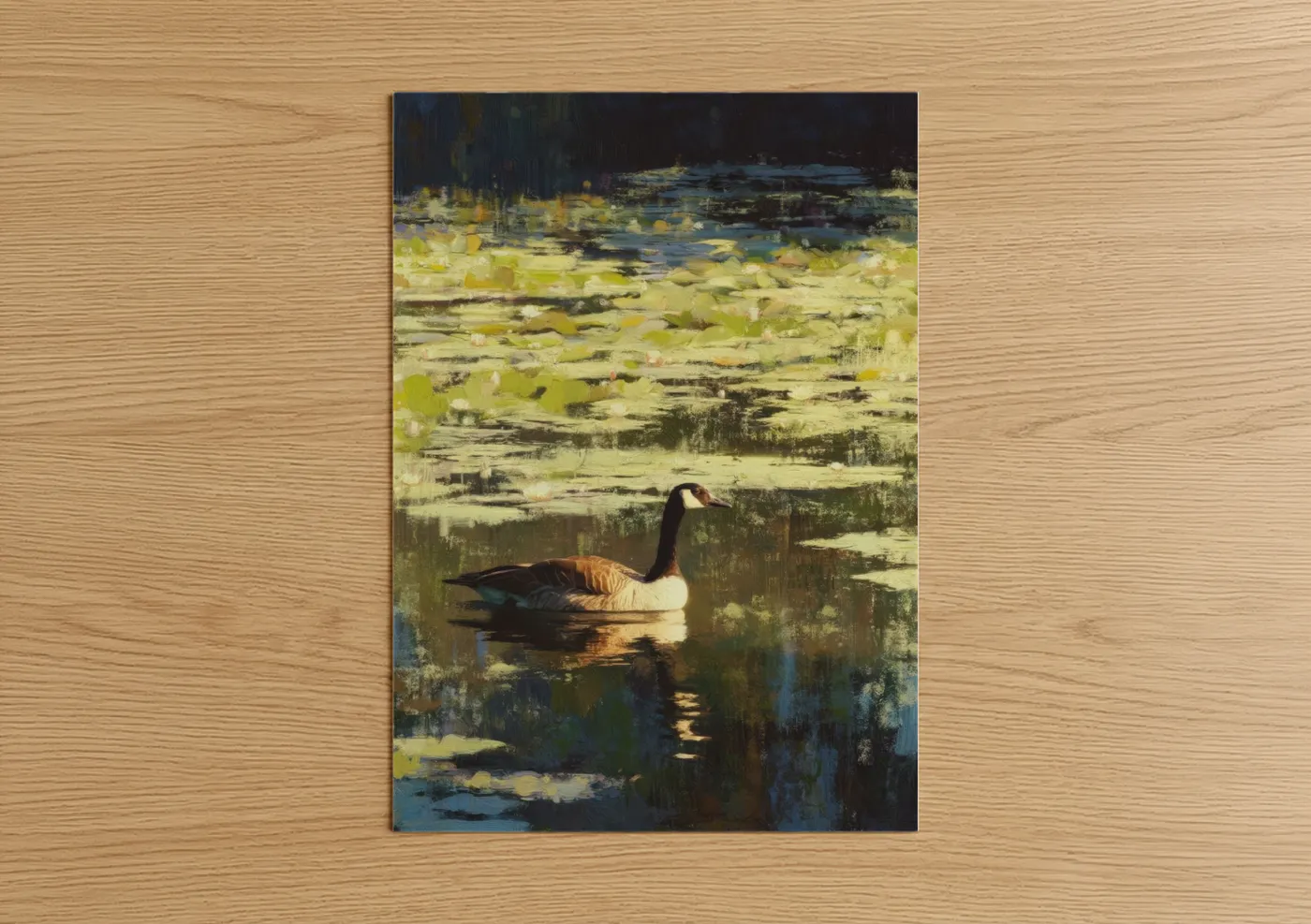 Golden Hour Goose Wildlife Painting Wall Art
