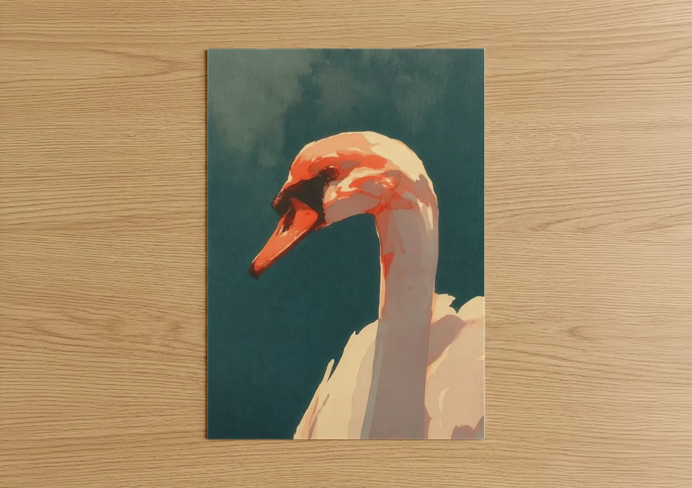 Crimson Swan Portrait Minimalist Wall Art