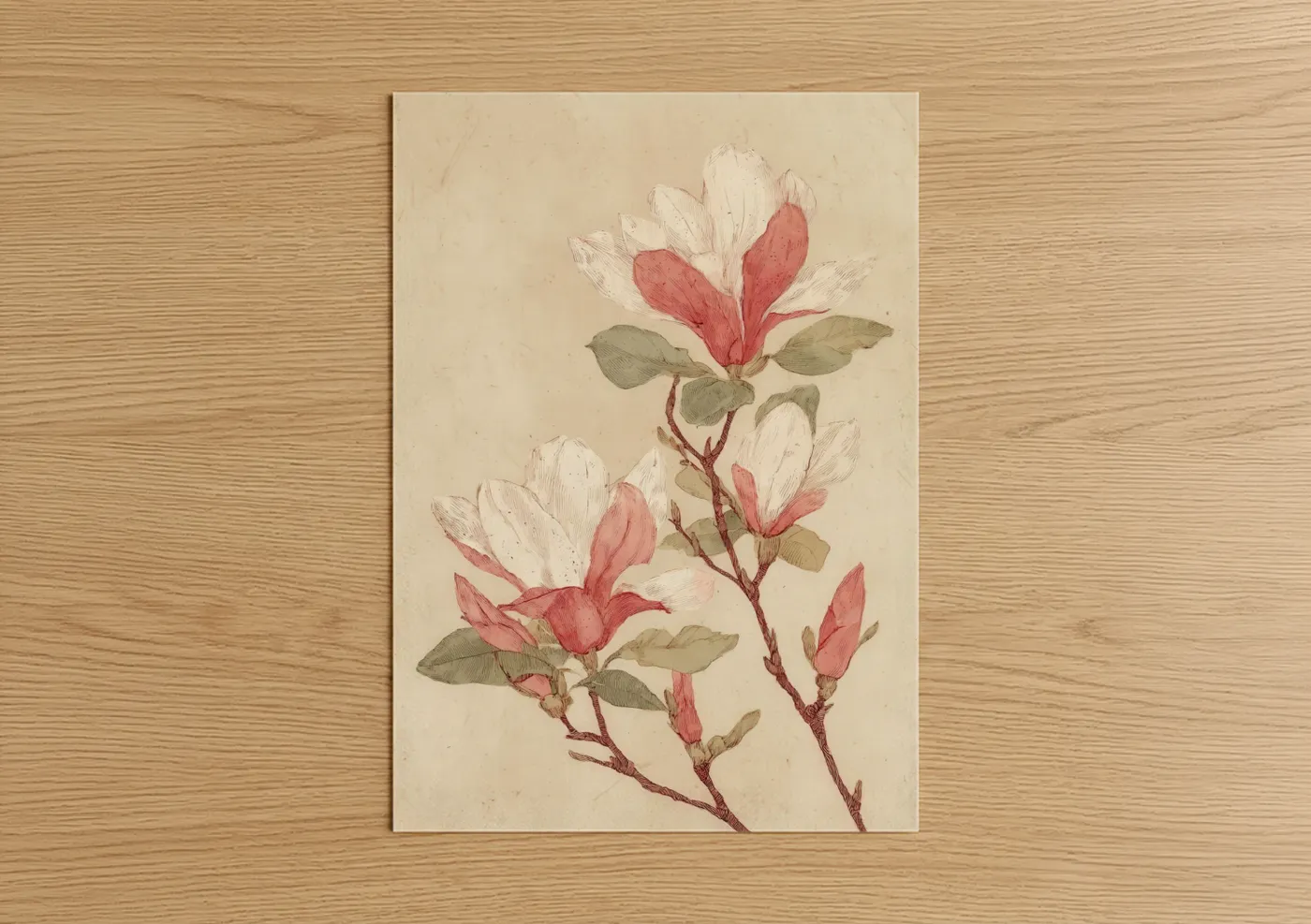 Blushing Magnolia Botanical Watercolor Wall Art