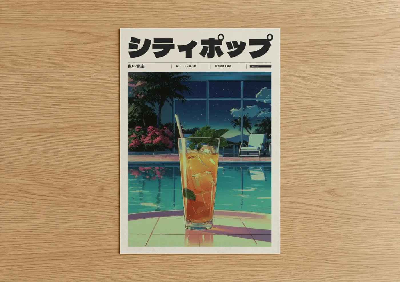 Tropical Sunset Cocktail Anime Wall Art