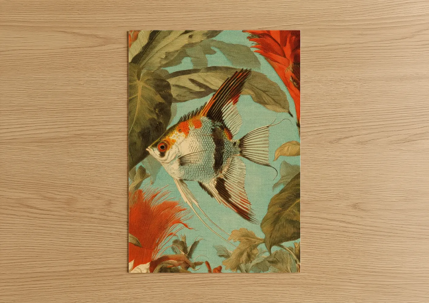 Ornate Angel Fish Vintage Aquarium Wall Art