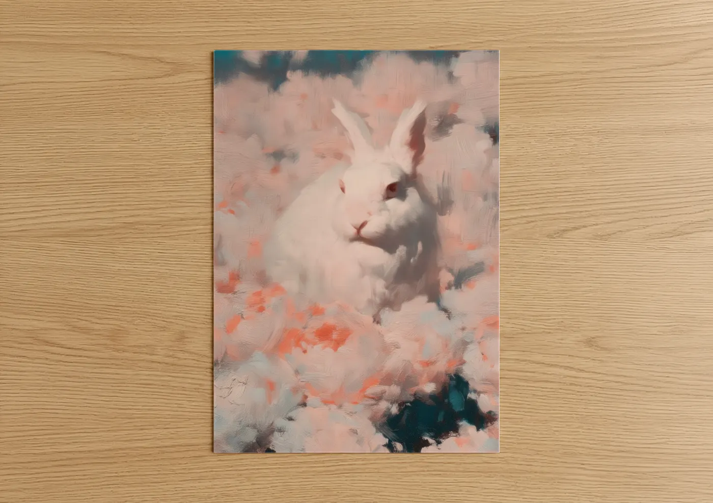 White Rabbit Snow Abstract Wall Art