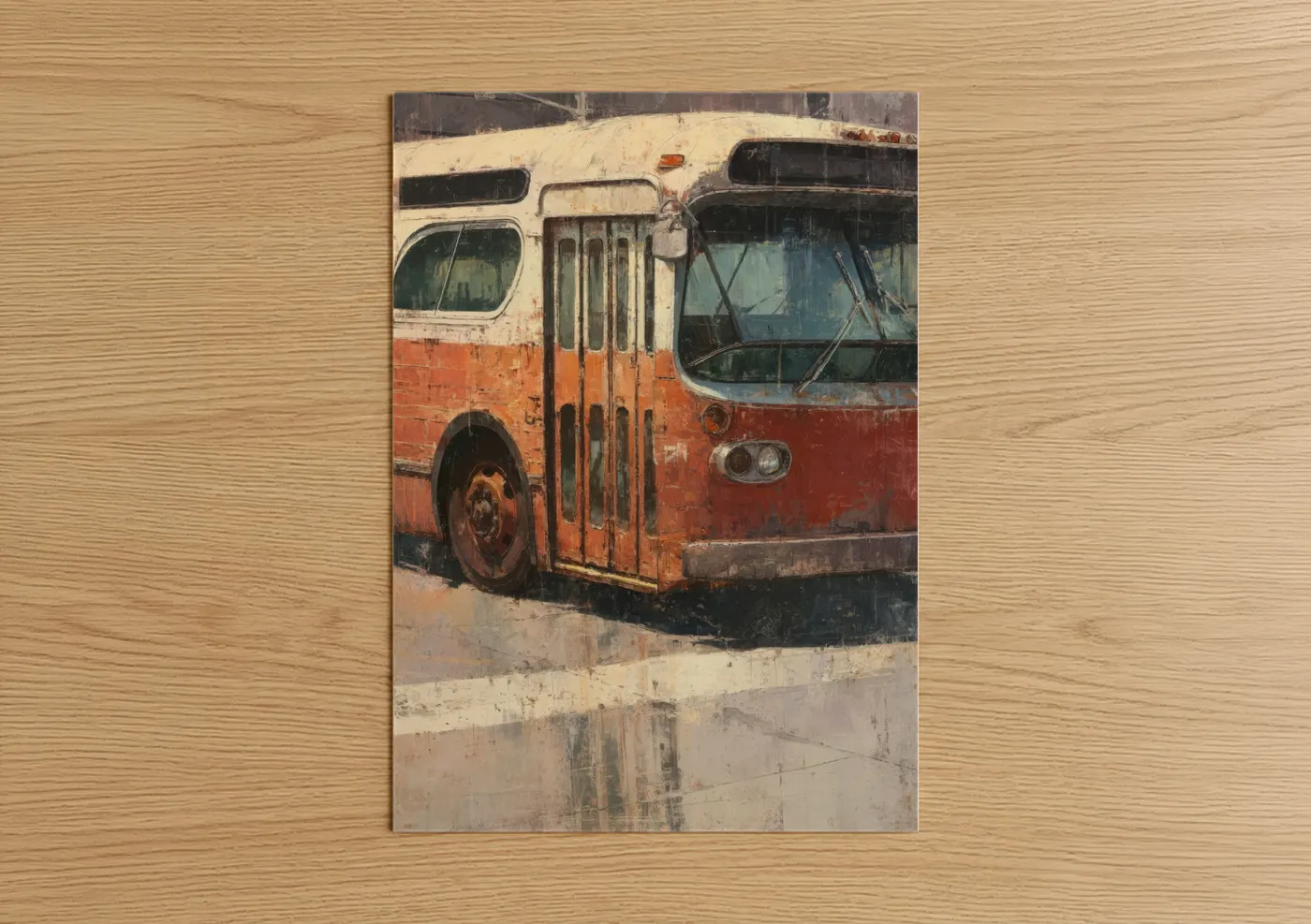 Vintage Buses Weathered Rust Industrial Wall Art