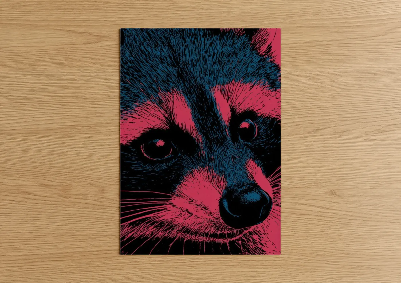 Neon Raccoon Pop Art Illustration Wall Art