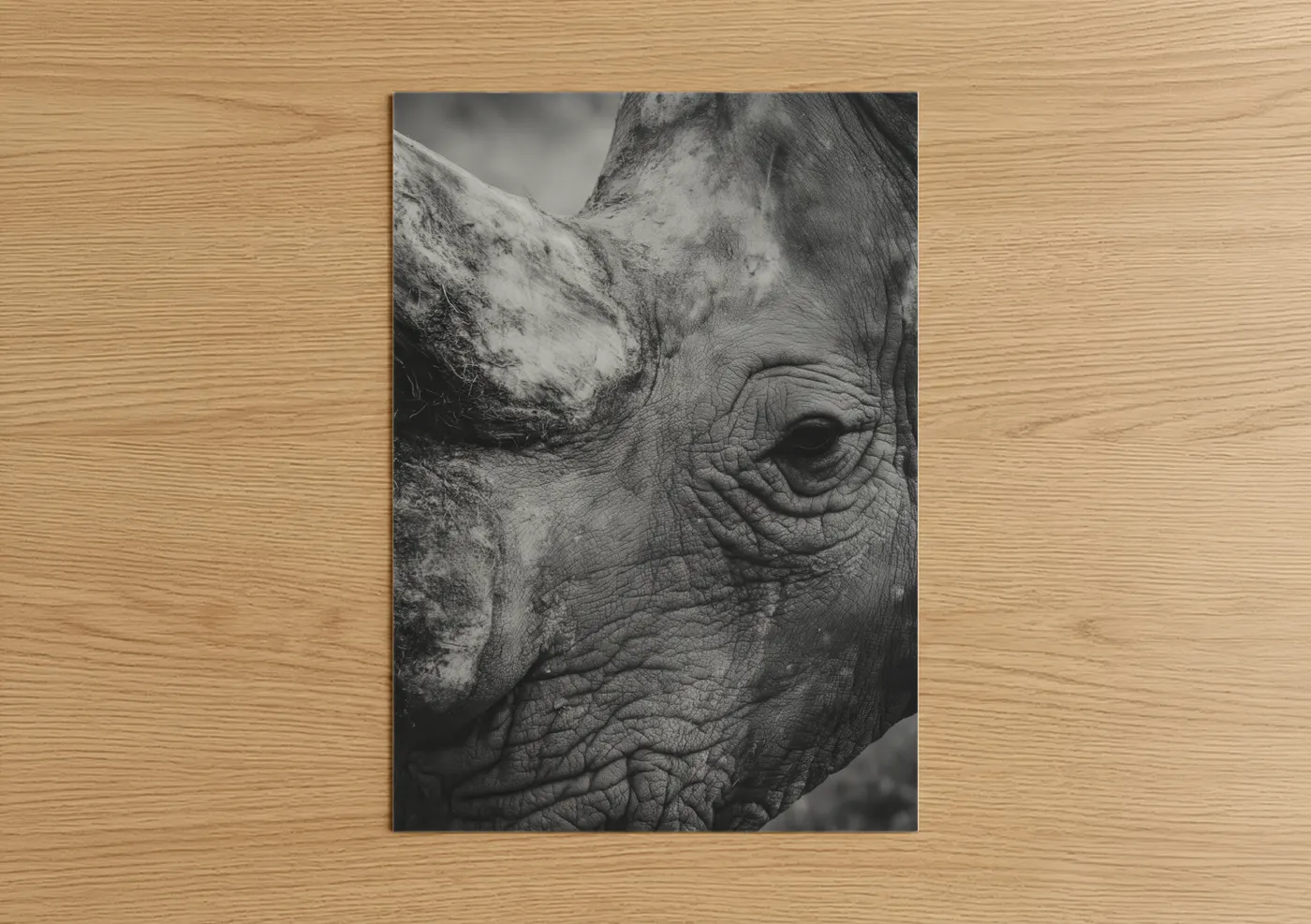 Textured Rhino Black and White Wildlife Wall Art