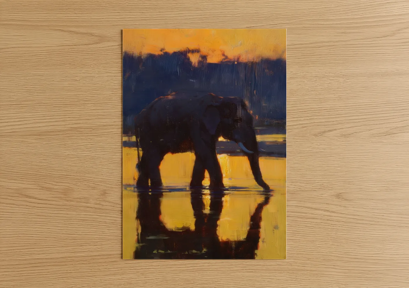 Asian Elephant Golden Hour Sunset Wall Art