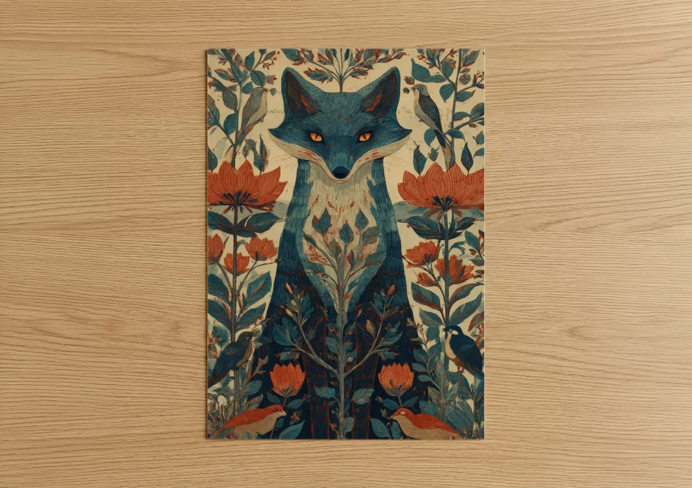 Mystical Fox Garden Botanical Wall Art