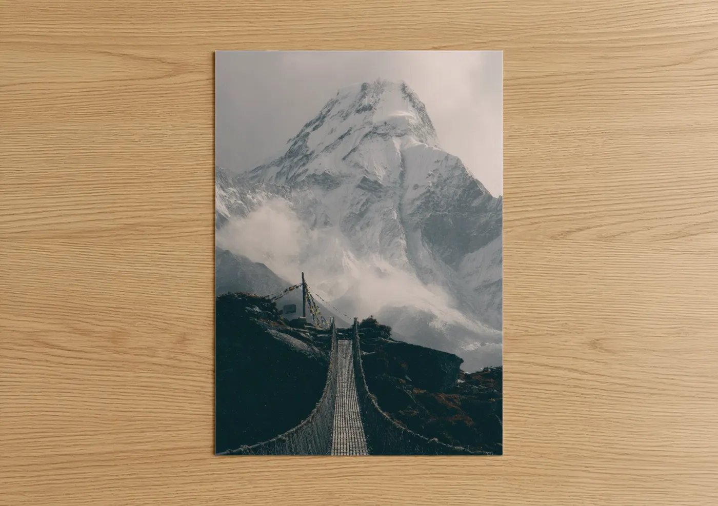 Snow-Capped Mountain Bridge Landscape Wall Art