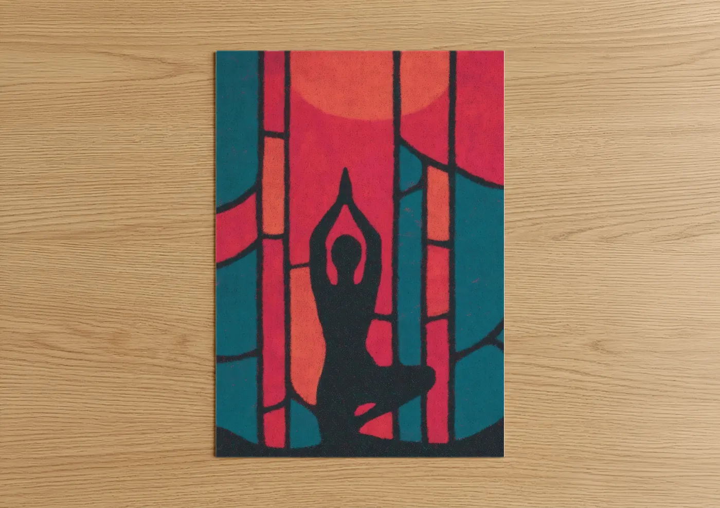 Sunset Yoga Pose Silhouette Wall Art