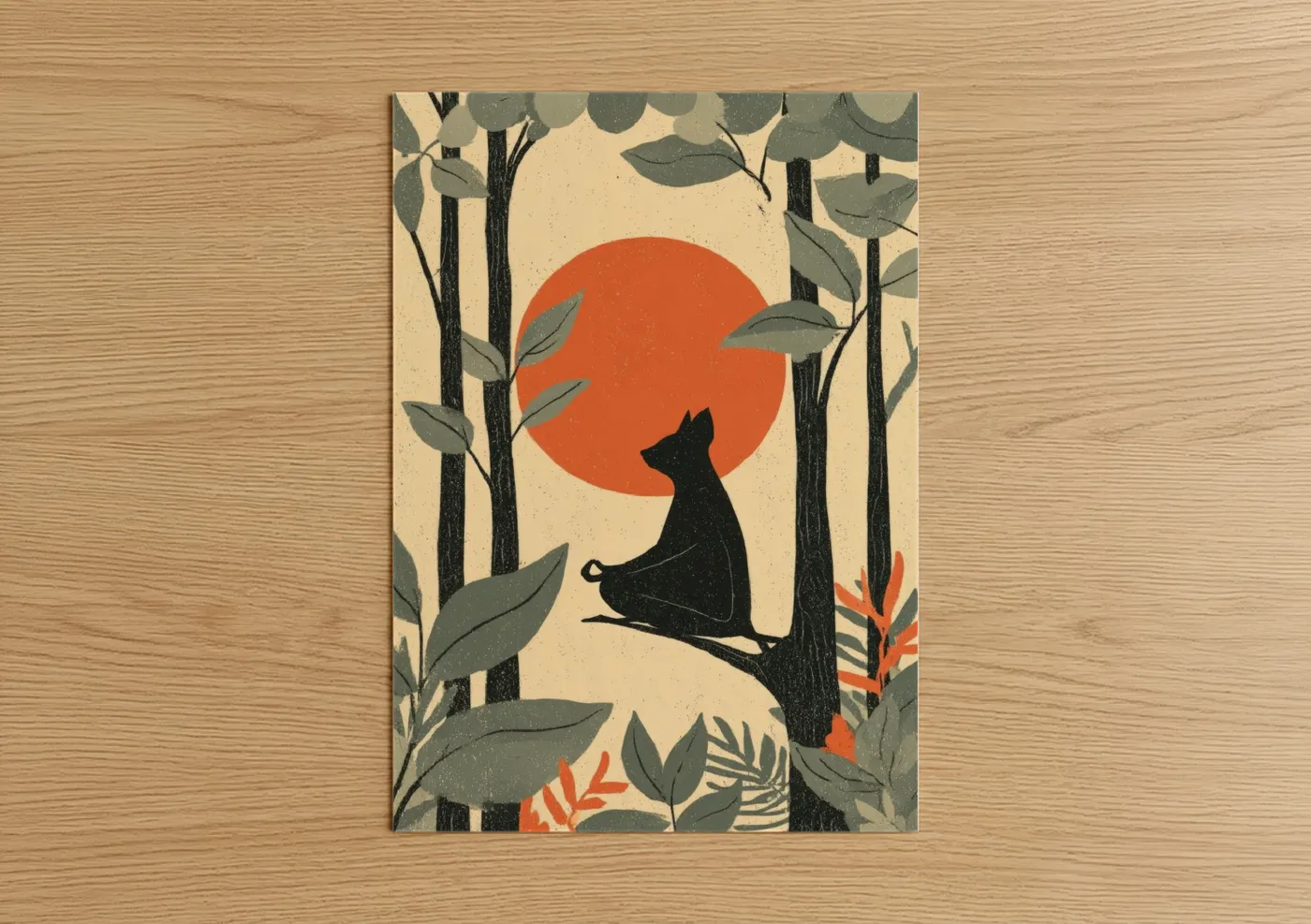 Moonlit Bat Silhouette Forest Wall Art