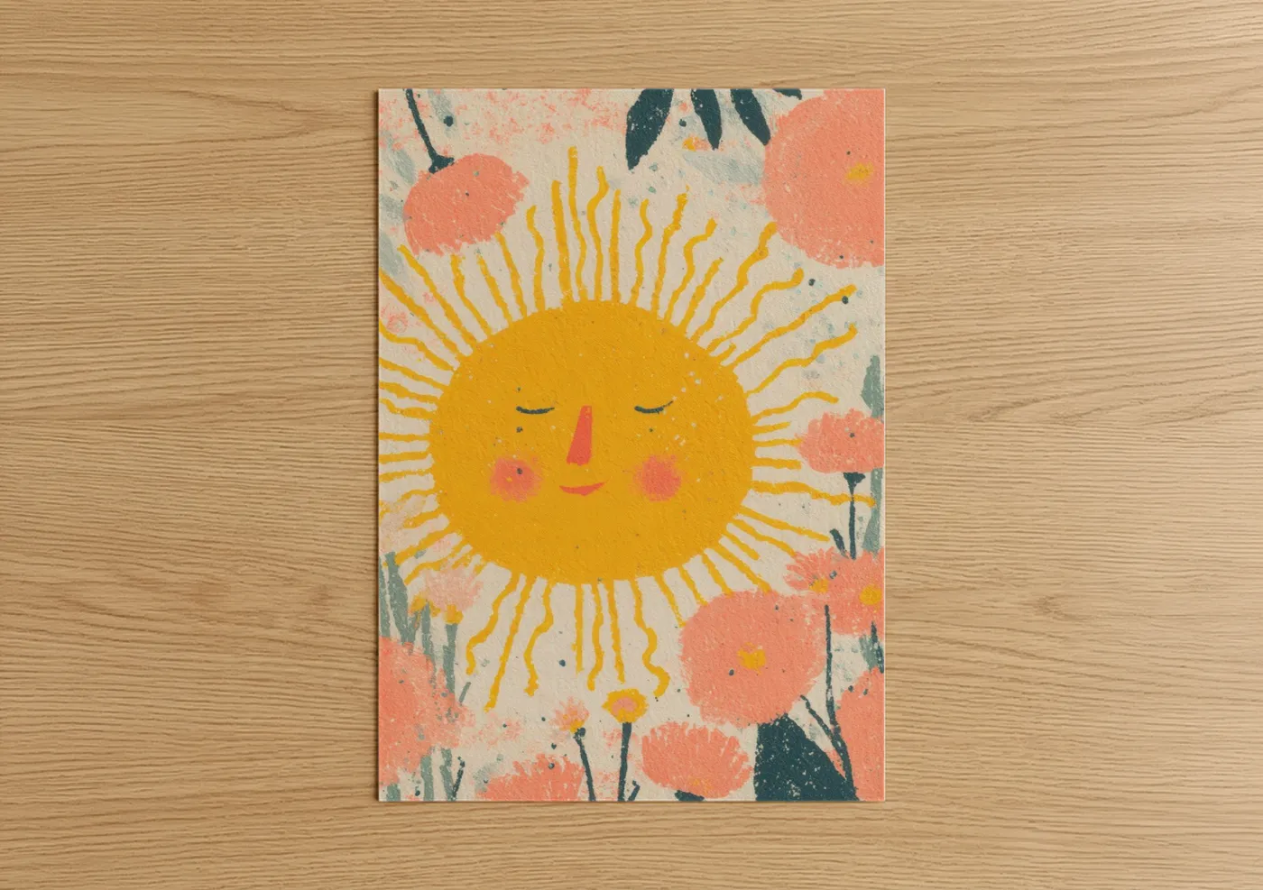 Cheerful Sun Garden Illustration Wall Art