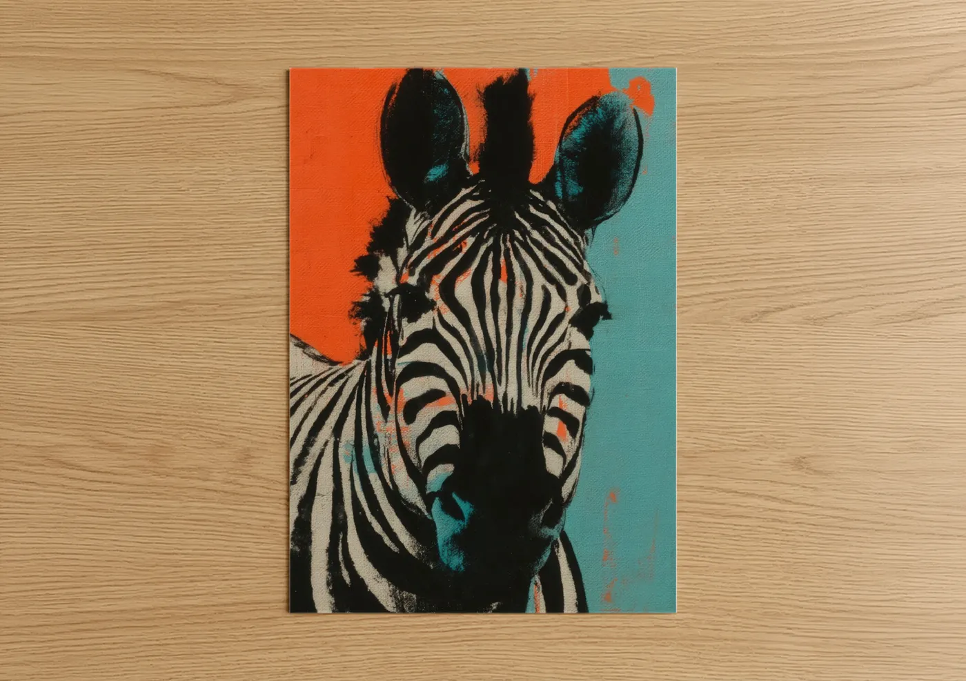 Pop Art Zebra Portrait Modern Canvas Wall Art