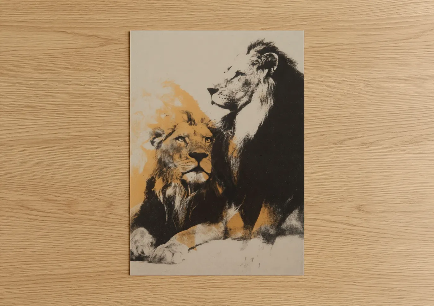 Majestic Lion Pair Portrait Wall Art