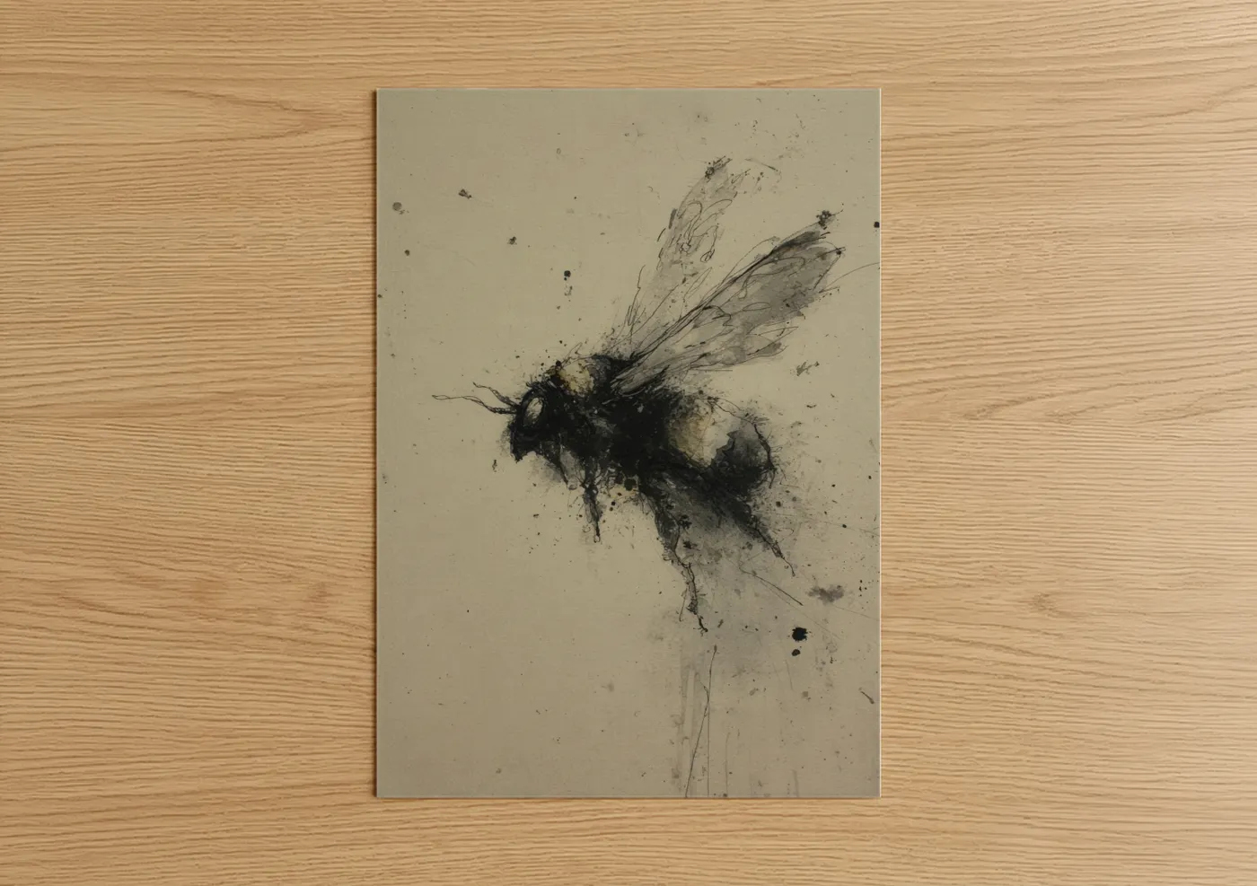 Abstract Expressive Bee Watercolor Wall Art