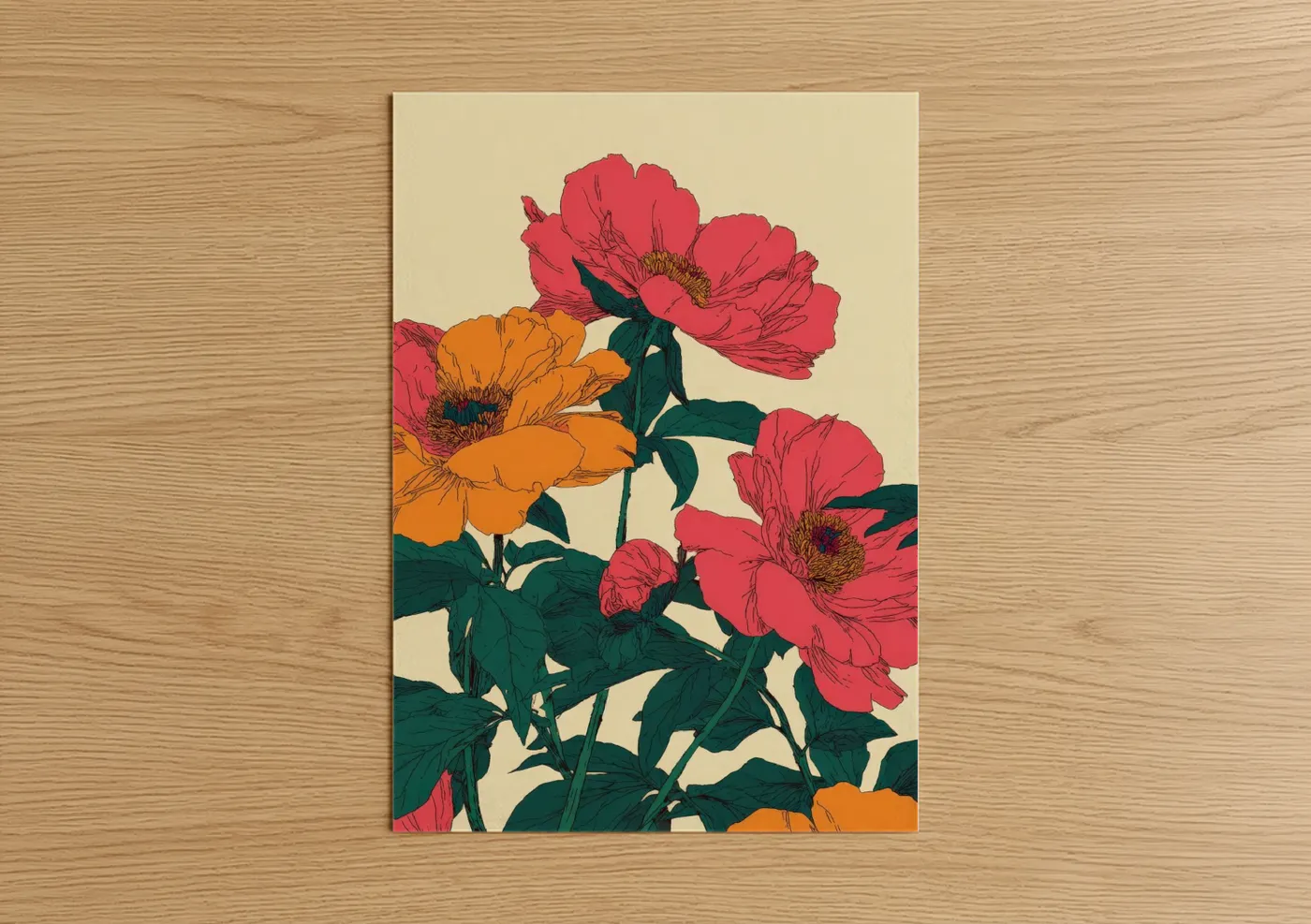 Vibrant Peony Cluster Floral Wall Art