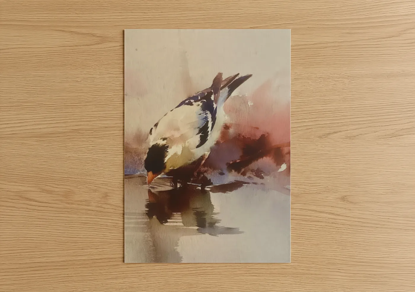 Watercolor Finch Bird Painting Wall Art