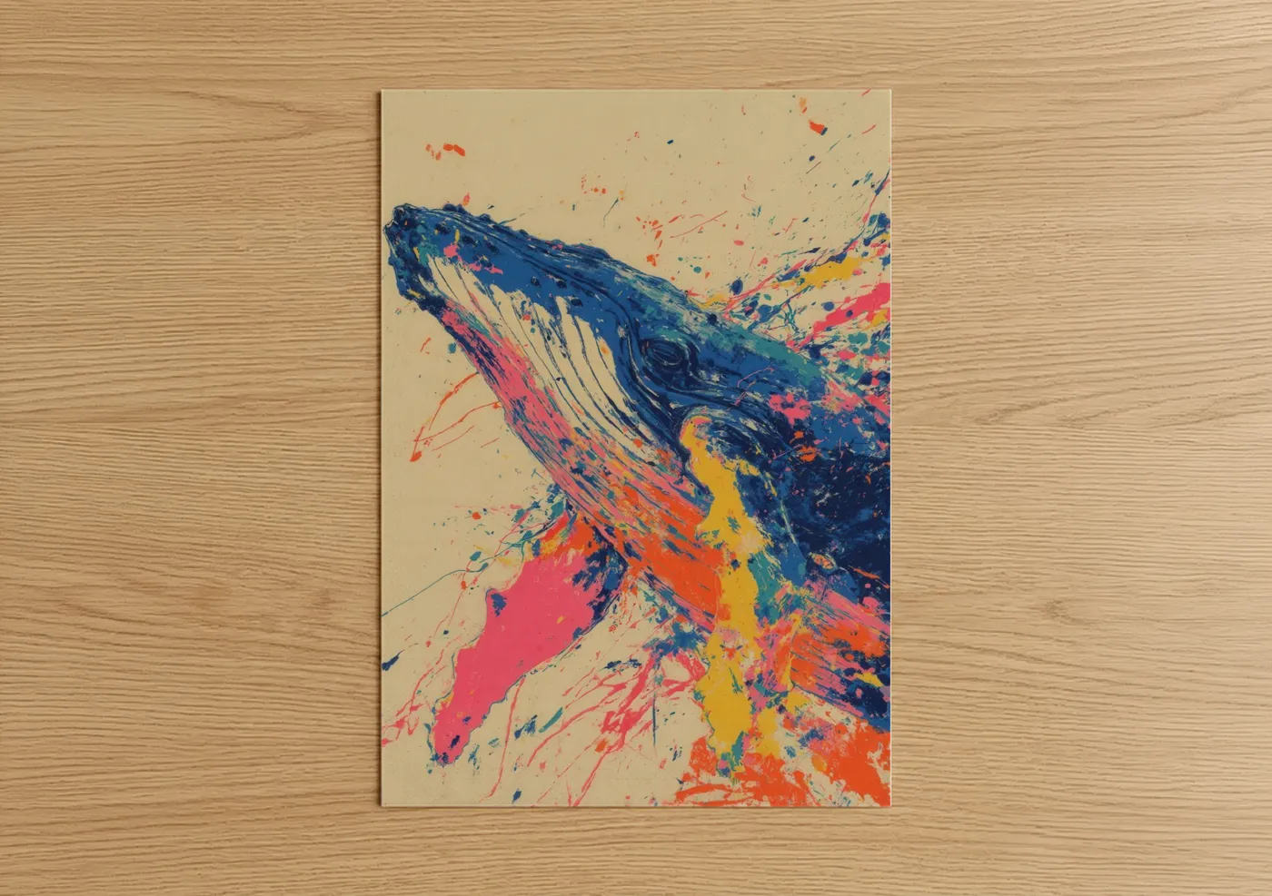 Colorful Humpback Whale Abstract Art Wall Art