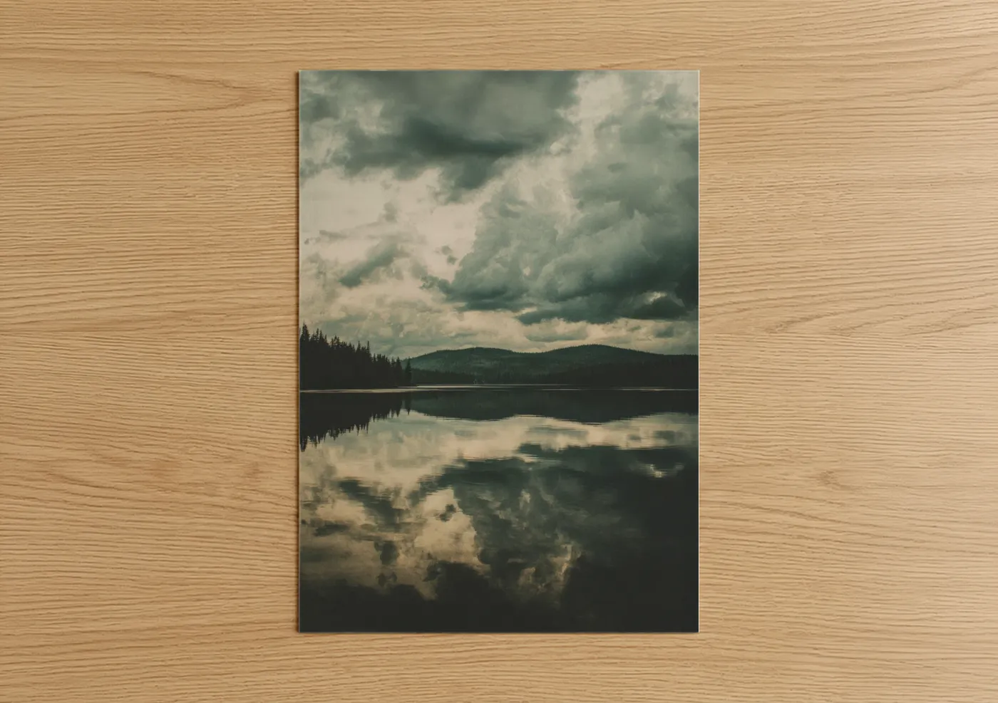 Dramatic Storm Cloud Lake Reflection Wall Art