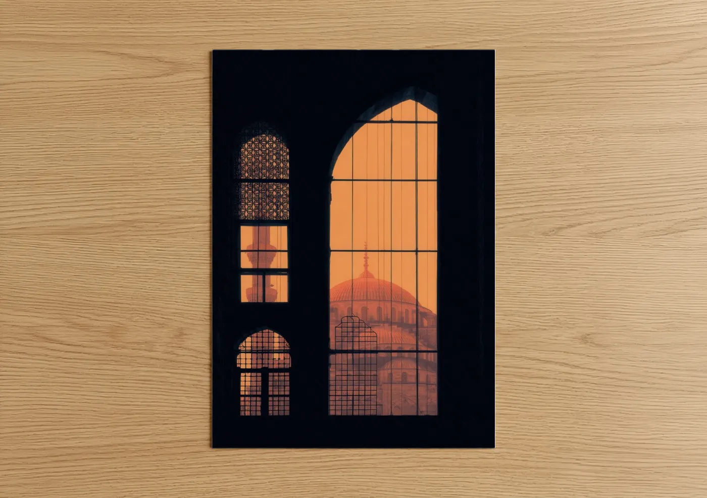 Golden Mosque Glow Islamic Architecture Wall Art