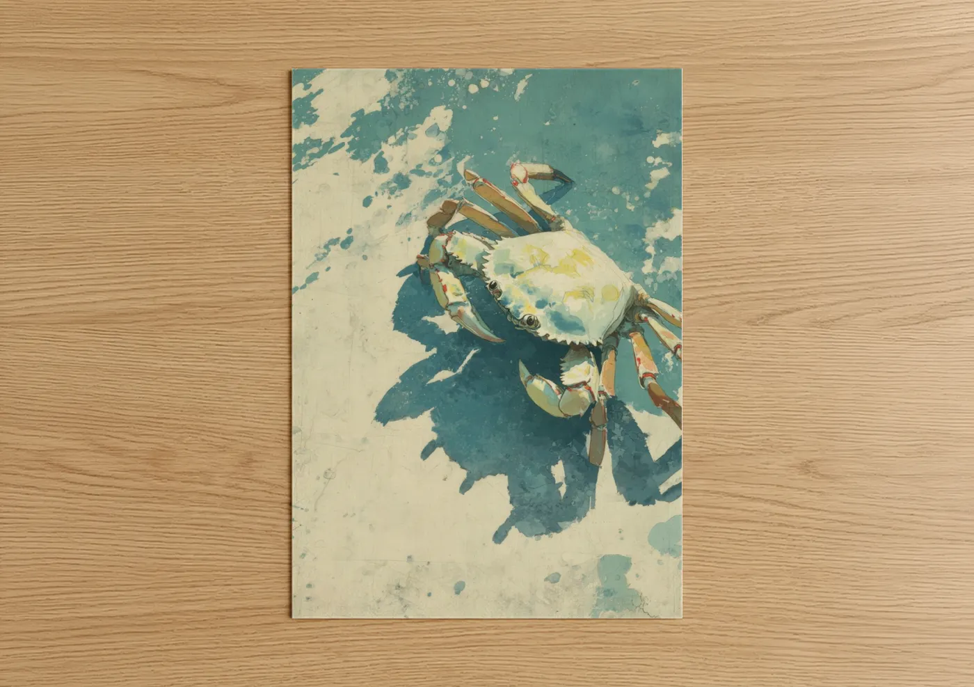 Coastal Crab Watercolor Wall Art