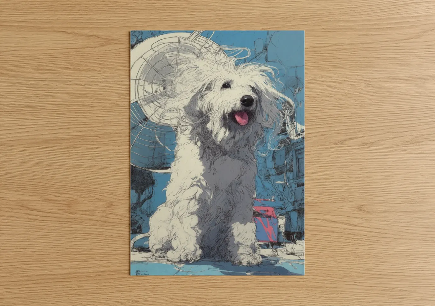White Shepherd Dog Happy Portrait Wall Art