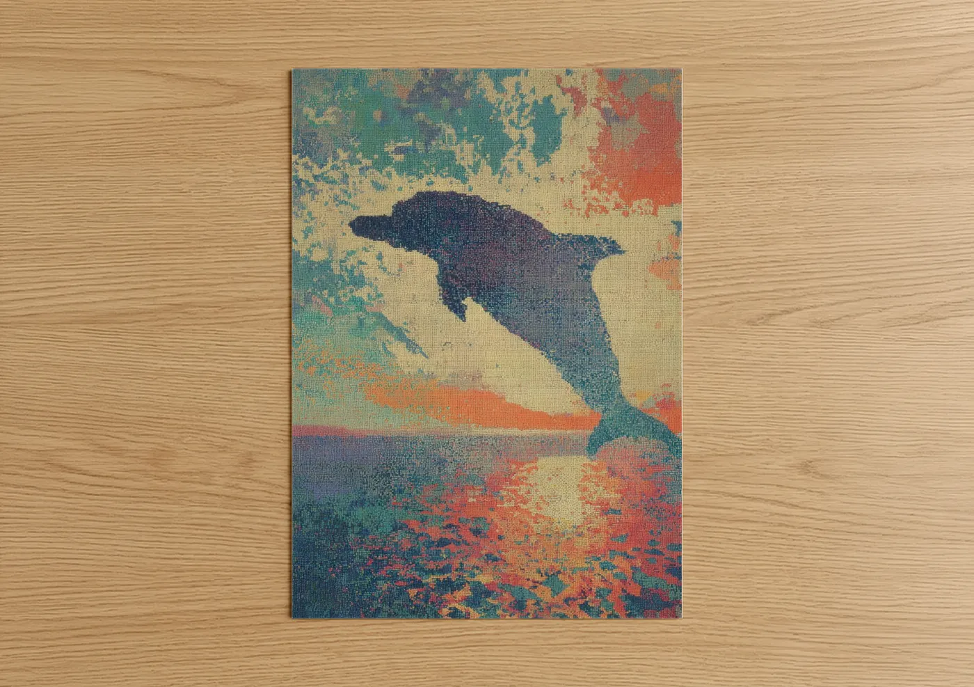 Leaping Dolphin Vintage Retro Wall Art