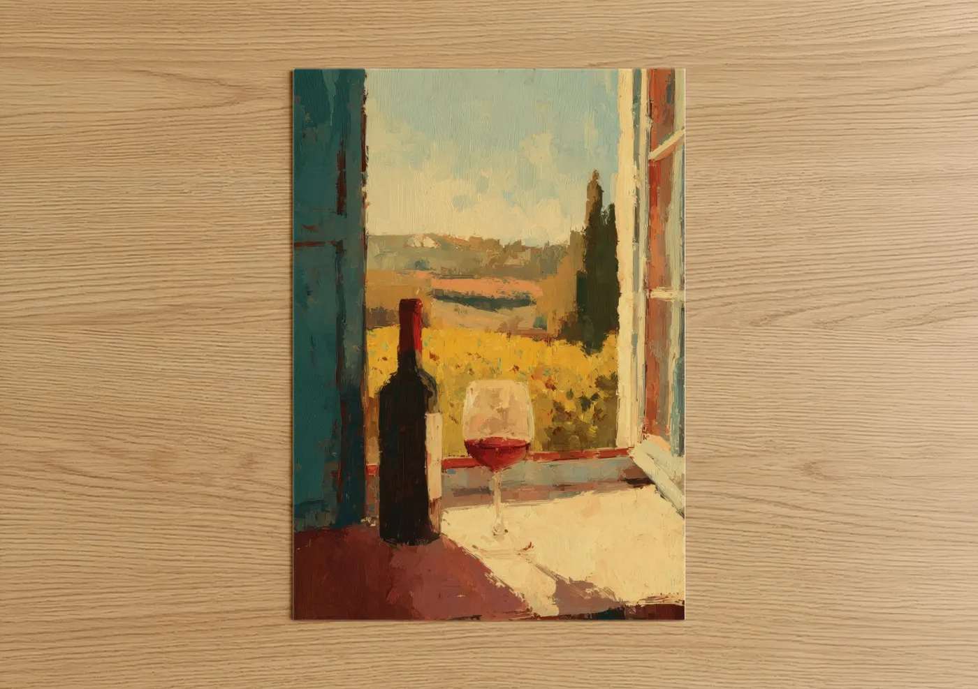 Tuscan Wine Landscape Painting Wall Art