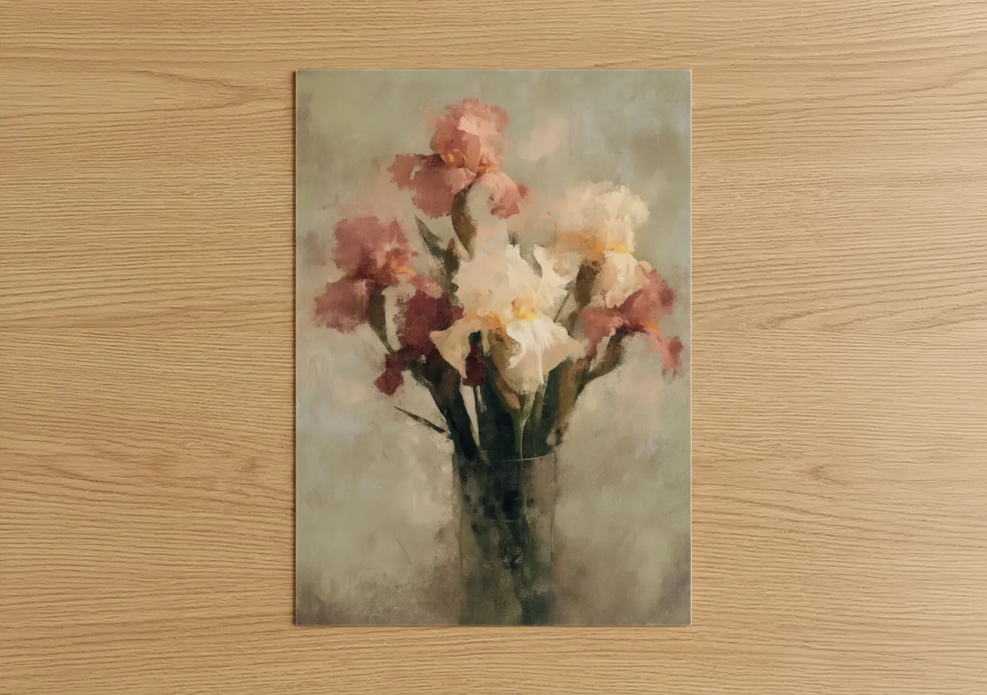 Vintage Iris Bouquet Watercolor Wall Art