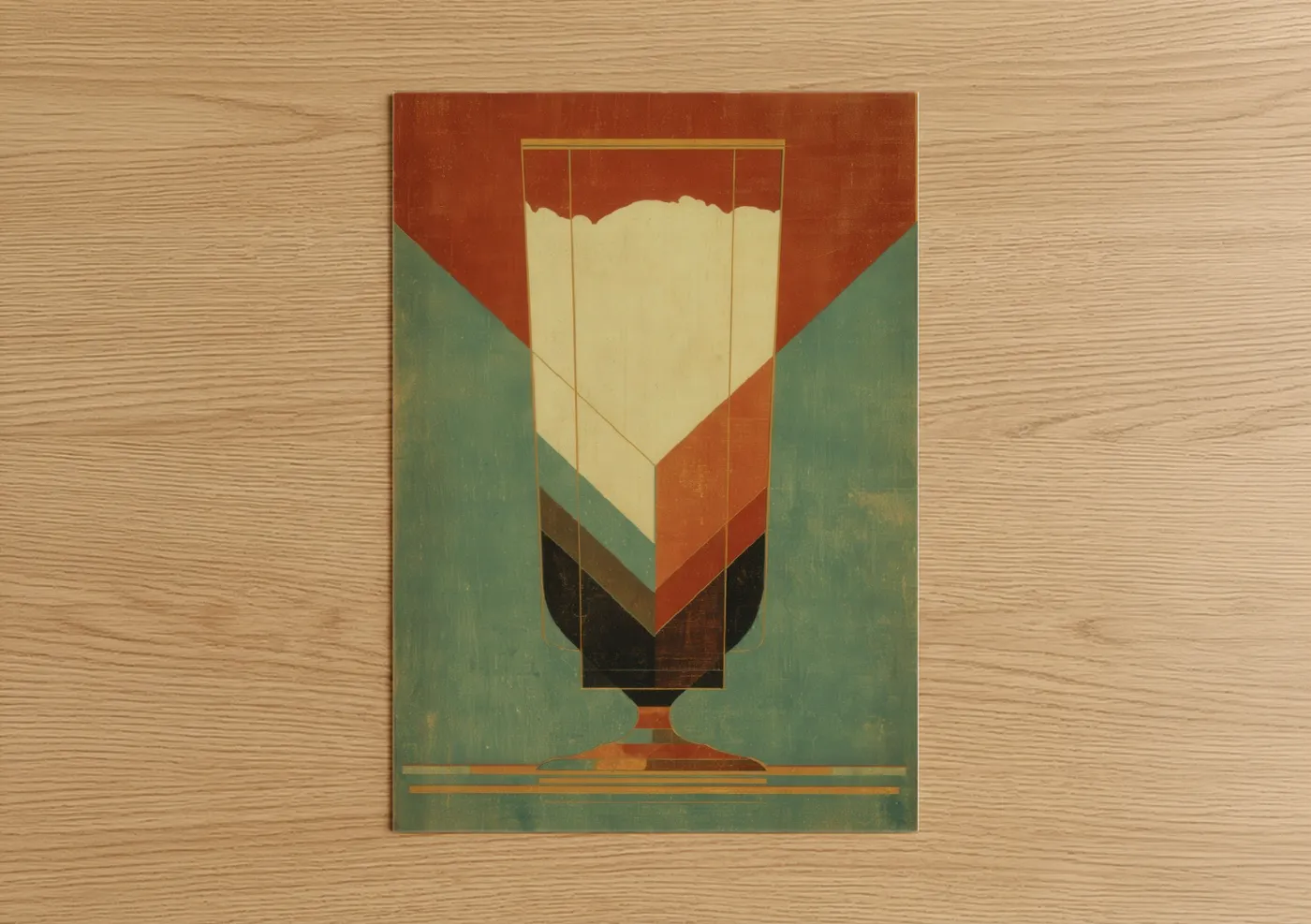 Retro Milk Glass Art Deco Illustration Wall Art