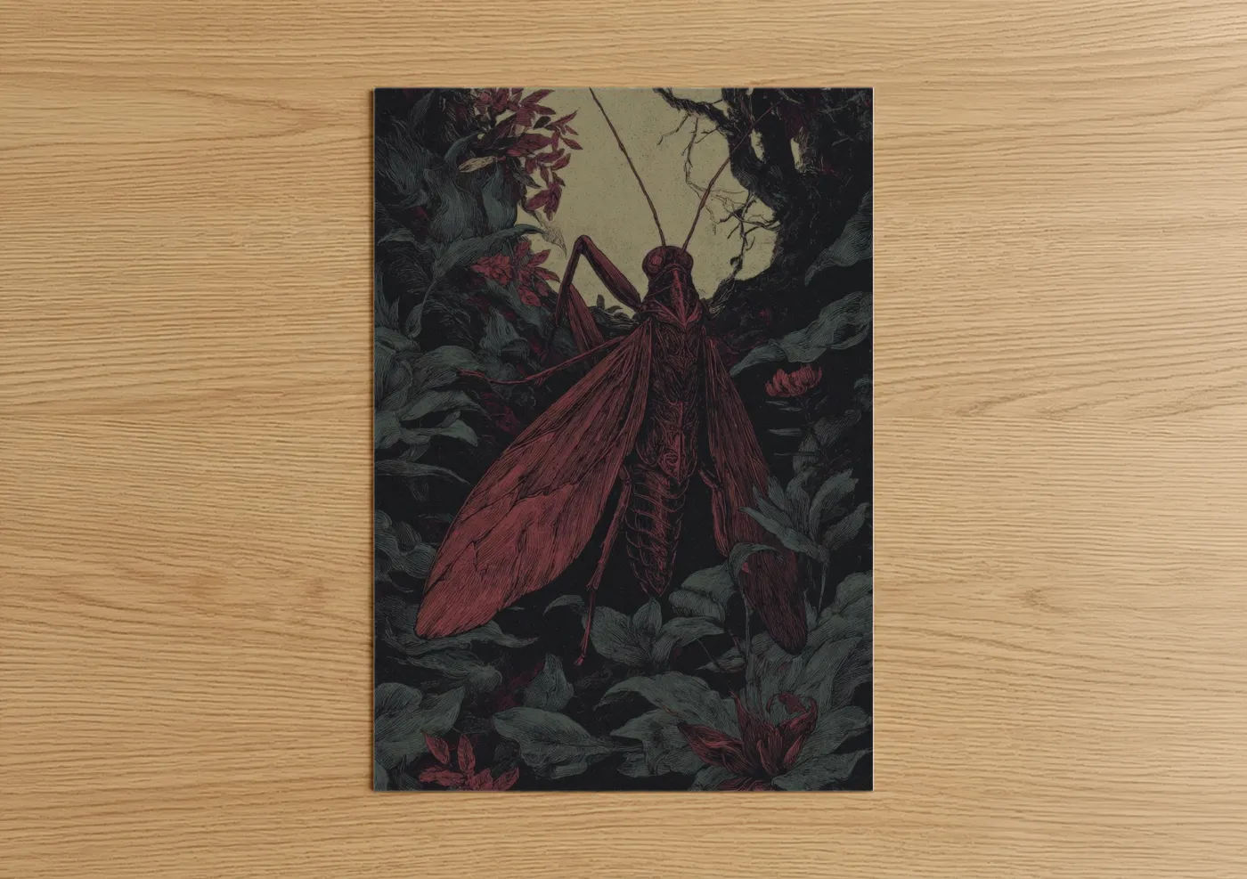 Praying Mantis Dark Gothic Illustration Wall Art