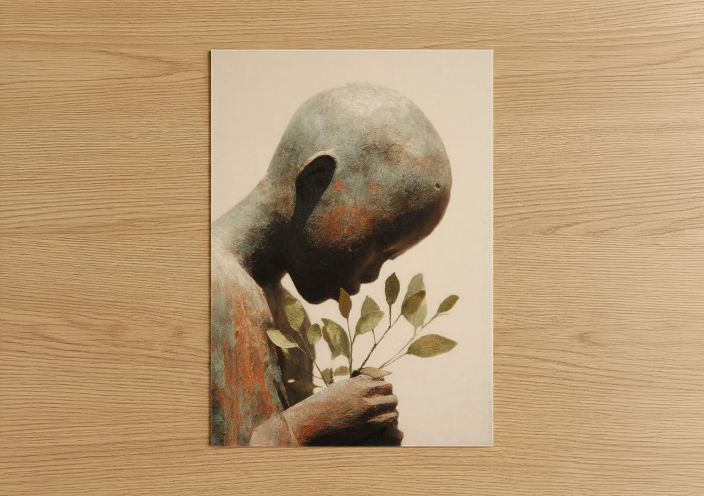 Kwanzaa art print on warm oak wood — beige palette — Contemplative Spirit poster