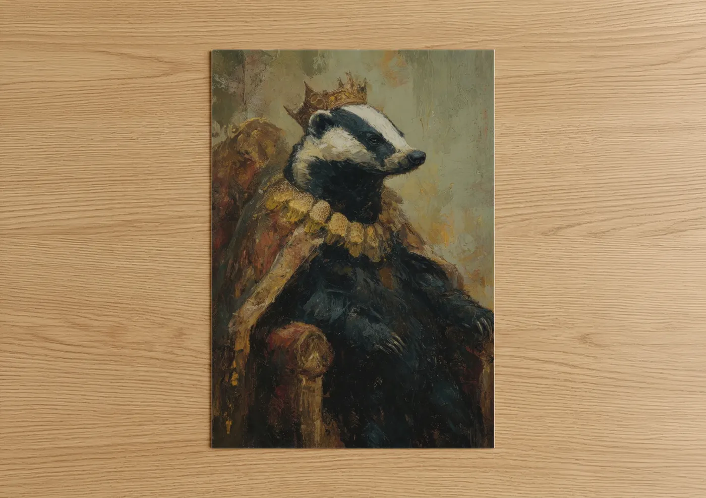 Royal Badger With Crown Portrait Wall Art