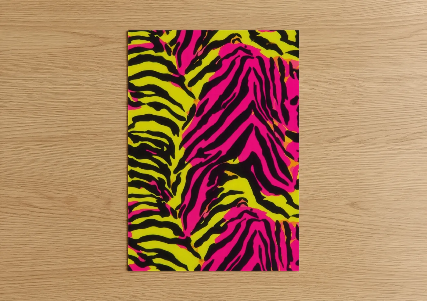 Neon Zebra Stripes Abstract Pattern Wall Art