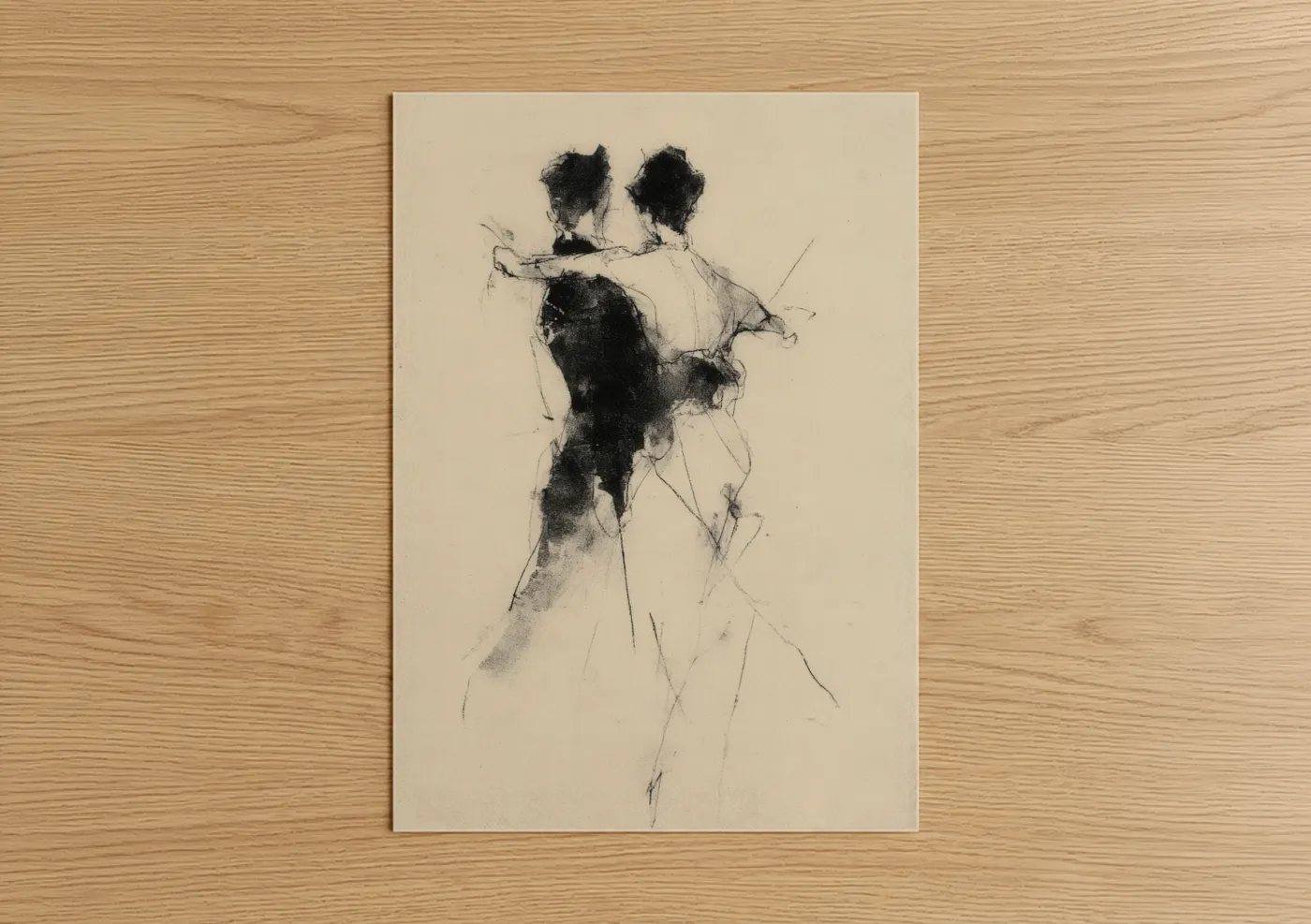 Romantic Couple Sketch Line Wall Art