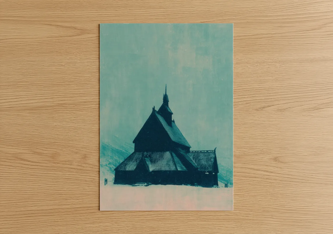Historic Church Winter Snow Illustration Wall Art