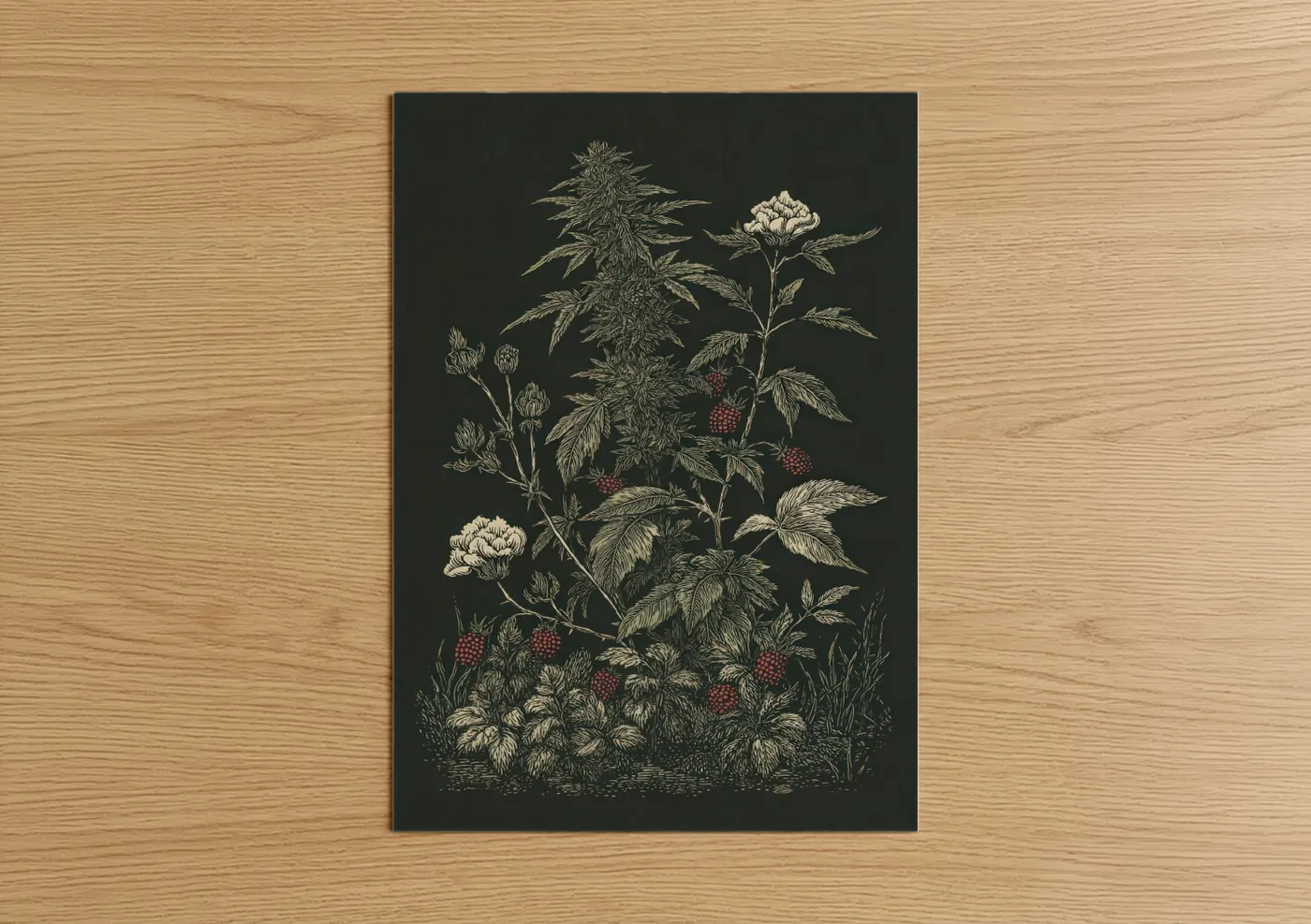 Botanical Cannabis Study Illustration Wall Art