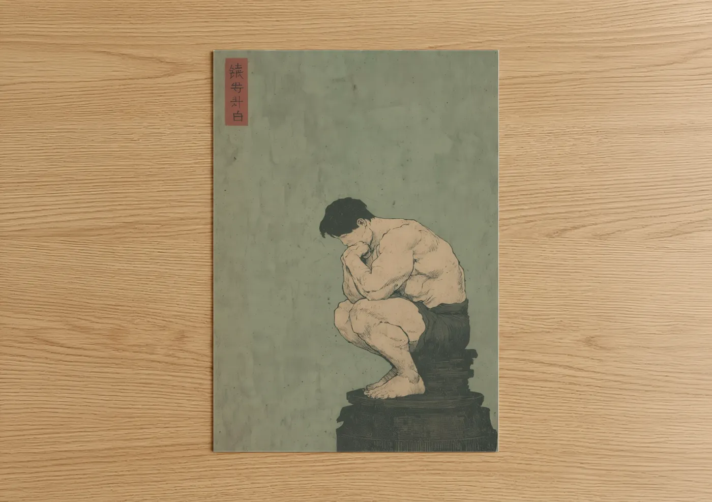 Muscular Man Thinking Pose Bodybuilding Wall Art