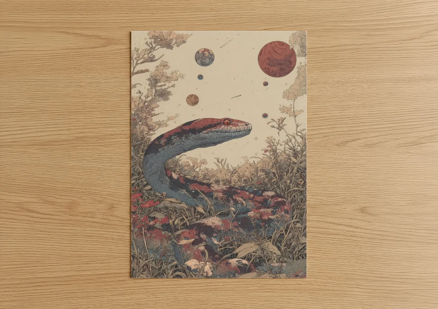 Cosmic Boa Constrictor Celestial Wall Art