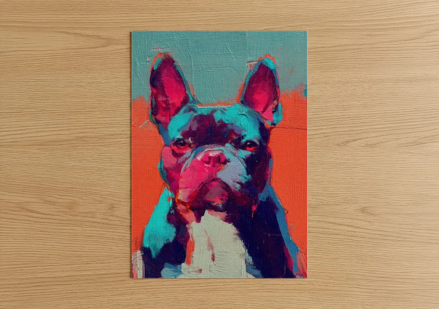 Pop Art Bulldog Portrait Colorful Wall Art