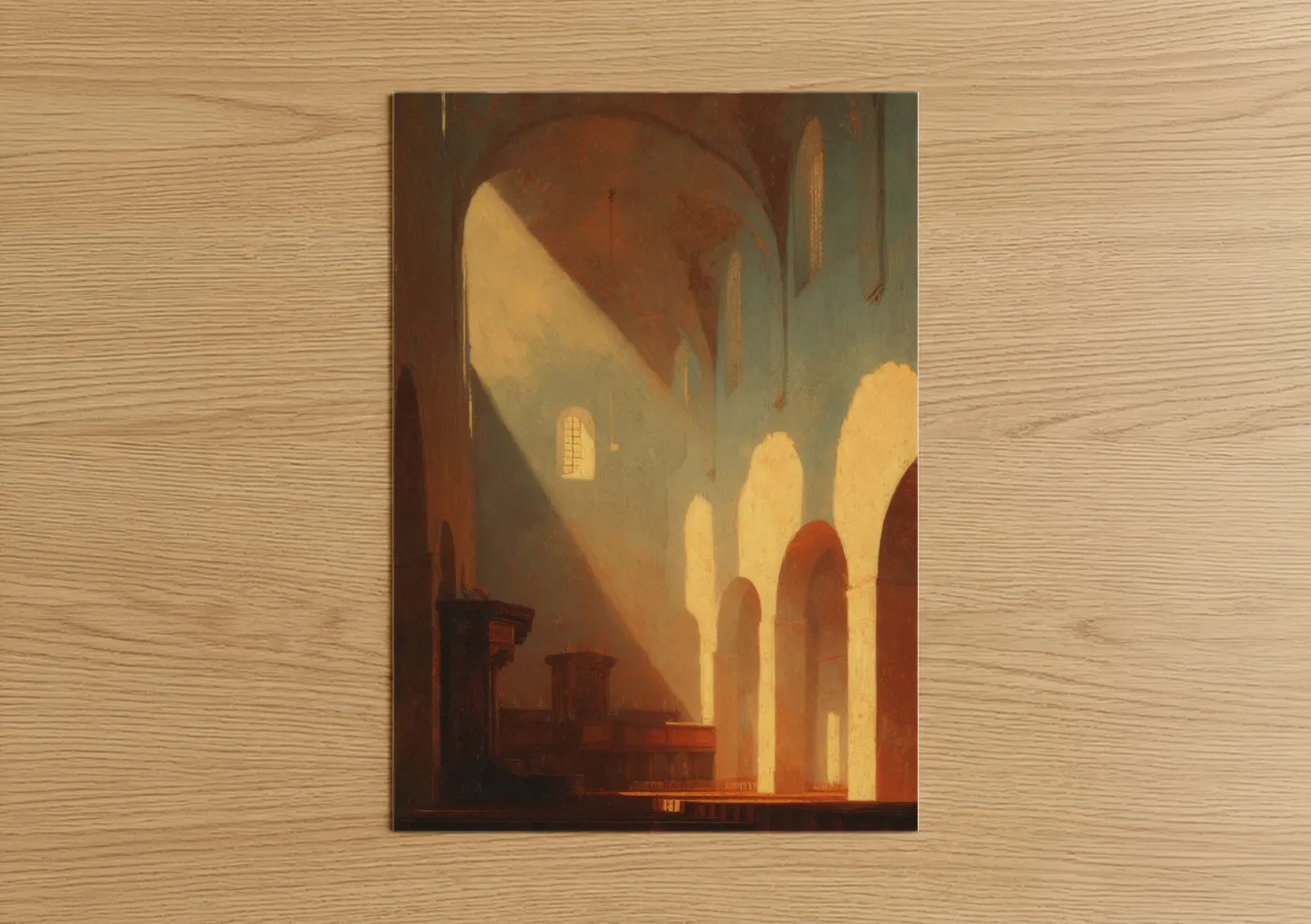 Golden Synagogue Interior Light Wall Art