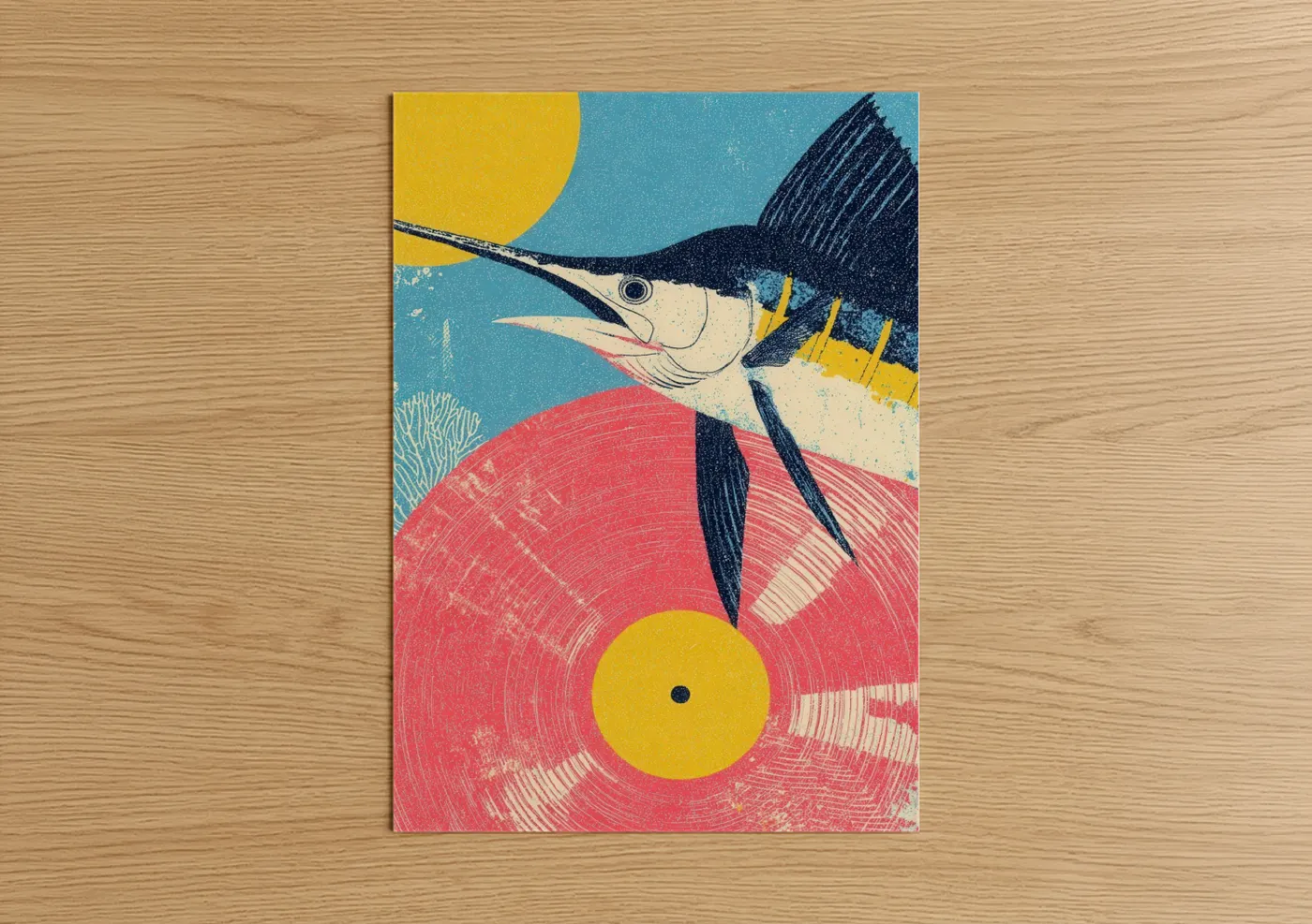 Golden Sailfish Abstract Modern Wall Art