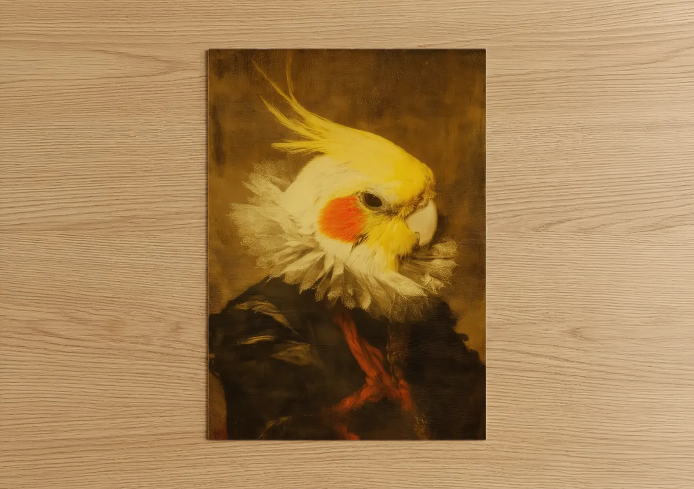 Golden Cockatiel Portrait Painting Wall Art