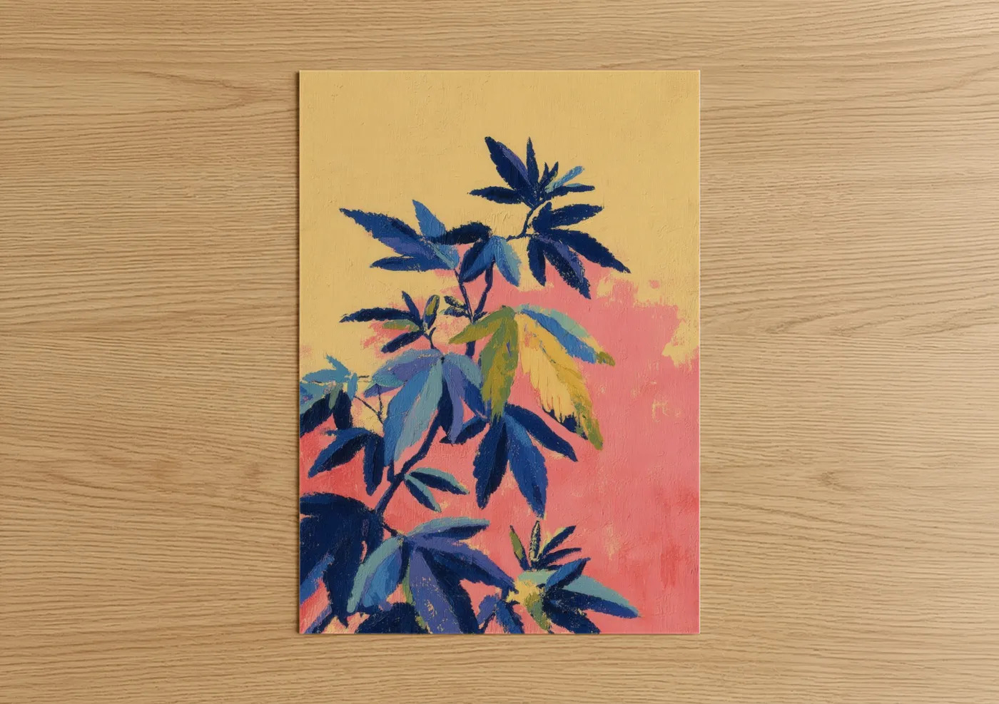 Golden Cannabis Bloom Modern Art Wall Art