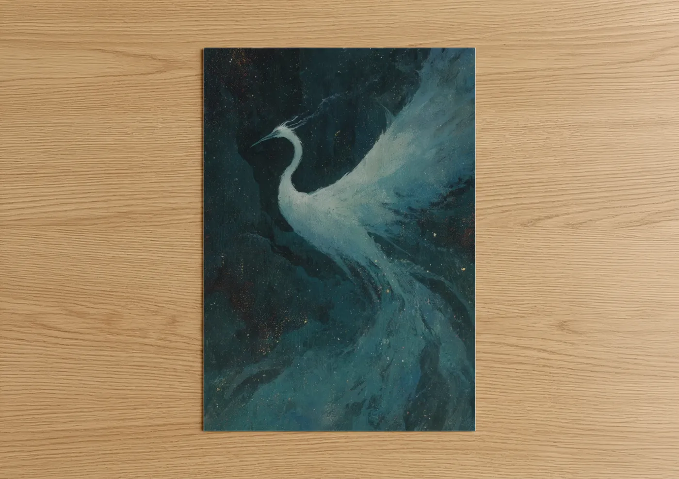 Celestial Phoenix Mythical Bird Watercolor Wall Art